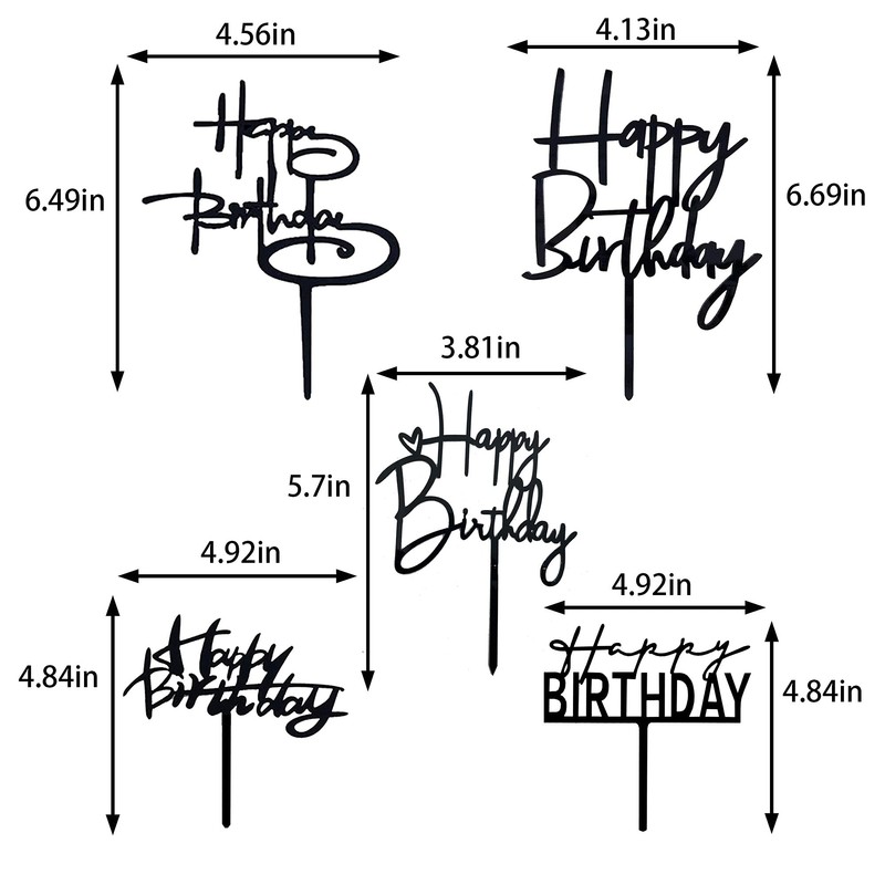 RASSLISA 10 Decoraciones de Acrílico para Tartas de Feliz Cumpleaños,