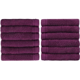 Weidemans Premium 12 Pieces Towel Set Including 12 Exclusive Washcloths Towels|Fingertip Towels 13" X 13" - Color: Plum 100% Cotton |Machine Washable high Absorbency