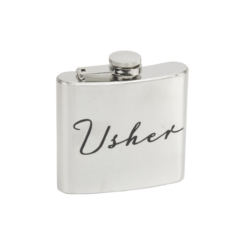 Amore Stainless Steel Silver 5oz Hip Flask Gift. Usher Design.