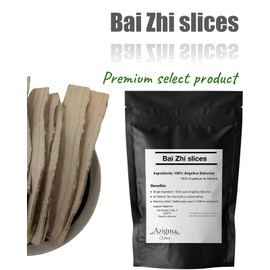 Azigma Bai Zhi Slices () 120g (4.2 oz), Angelica Dahurica, Traditional Chinese Herb, Dried Herb Slices for Tea and Recipes, Herbal Ingredient for Brewing