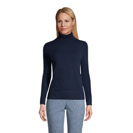 Lands' End Suéter de cachemira con cuello de tortuga para mujer, Azul marino radiante., XL