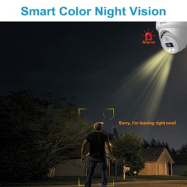 Anpviz 6MP Turret PoE Camera Outdoor, UltraHD Security IP Dome Camera with Mic&Speaker, Human/Vehicle Detection, Smart Color Night Vision, 2.8mm Lens(Wide Angle), MicroSD(256G) White-1