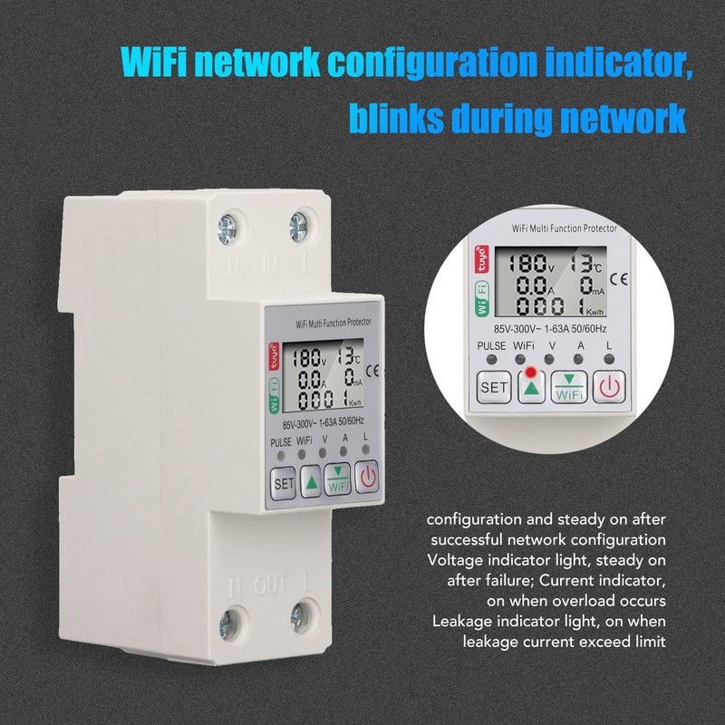 Interruptor de Medidor de Potencia Inteligente WiFi, Disyuntor de Energía