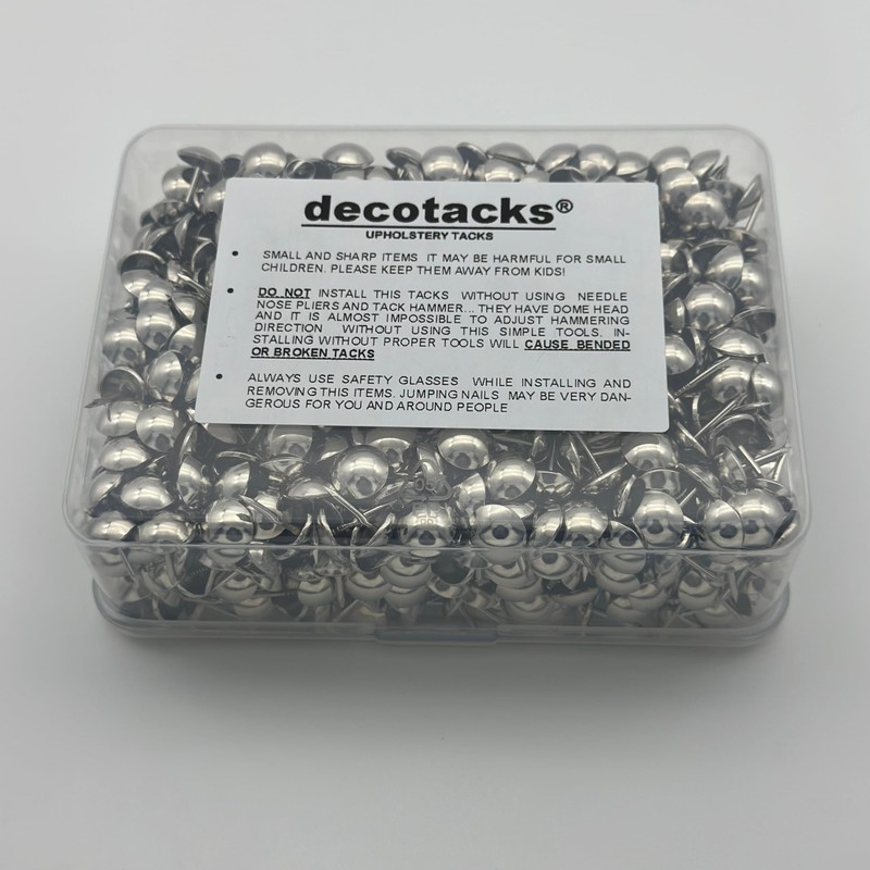 decotacks® Silver Finish Upholstery Nails/Tacks 7/16in - 500 Pcs [Nickel/Silver