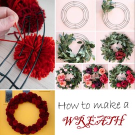 8 Pack Wire Wreath Frame - 14 Inch Metal Wreath Form for Crafts DIY Front Door Wreaths - Christmas, New Year, Valentine's, Wedding, Garden, Home, Party Decoration with 38 Yard Paddle Wire