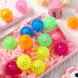 Lenwen 30 Pack Light up Balls LED Bouncy Balls Stress Relief Rubber Ball Flashing Squeaky Rubber Glow in Dark Toy Holiday Classroom Prizes Party Favors for Teens, Adults, Children