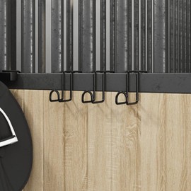 vidaXL Bridle Holders, Pack of 3, Bridle Hooks with Storage Space, Bridle Hanger for Barn, Saddle Room, Stable, Snaffle Hook, Black Powder Coated Steel