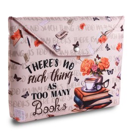 LParkin Book Cover Zipper There Is No Such Thing As Too Many Books, Book Cover Fabric for Book Lovers 11 x 9 Inch Waterproof Book Cover