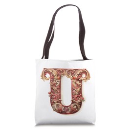 Monogrammed Christmas Initial U Gingerbread Cookie Letter U Tote Bag