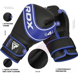 RDX Kids Boxing Gloves for Training, Muay Thai - Maya Hide Leather Junior 4oz, 6oz Mitts for Sparring, Fighting, Kickboxing – Good for Youth Punch Bag, Grappling Dummy and Focus Pads Punching