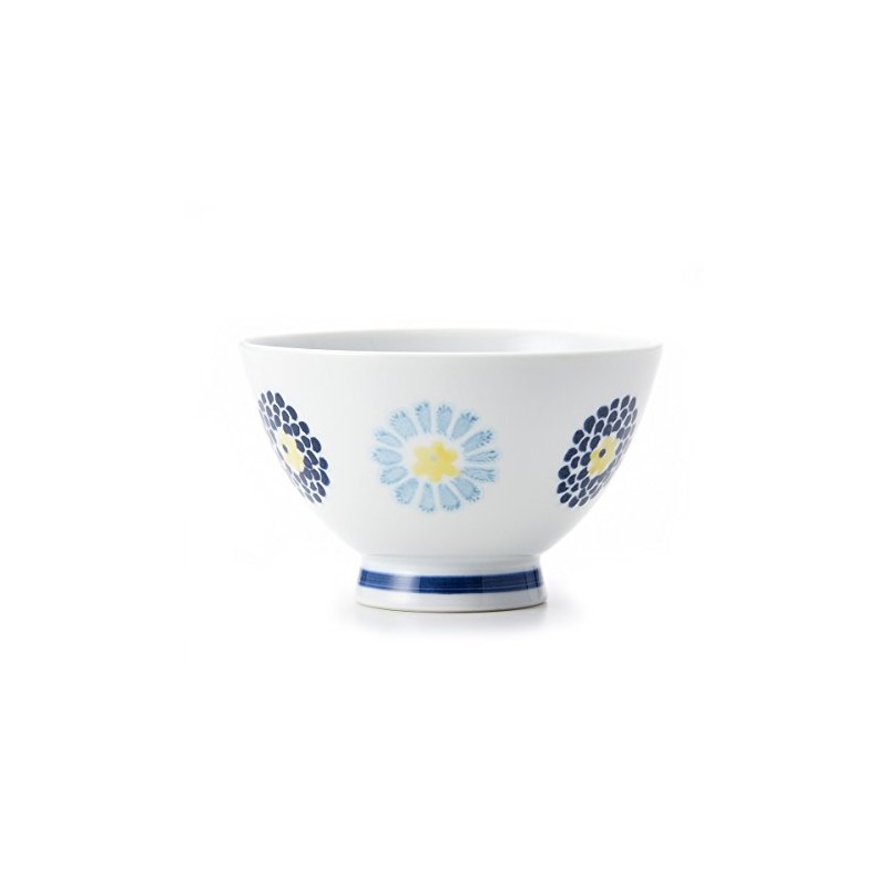 Hasamiyaki CtoC JAPAN Rice Bowl, Round Crest Chrysanthemum, φ4.5 x