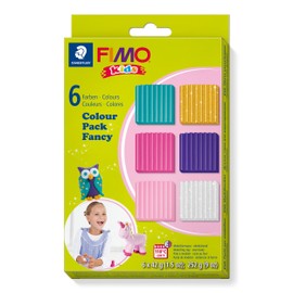 Staedtler 8032 02 Fimo Kids Modelling Clay, Oven-Bake - “Girlie” Material Packaging - Attractive, Trendy Choice of Colours for Girls - High Quality, with 6 Blocks of 42 g Each, Single, multi-coloured