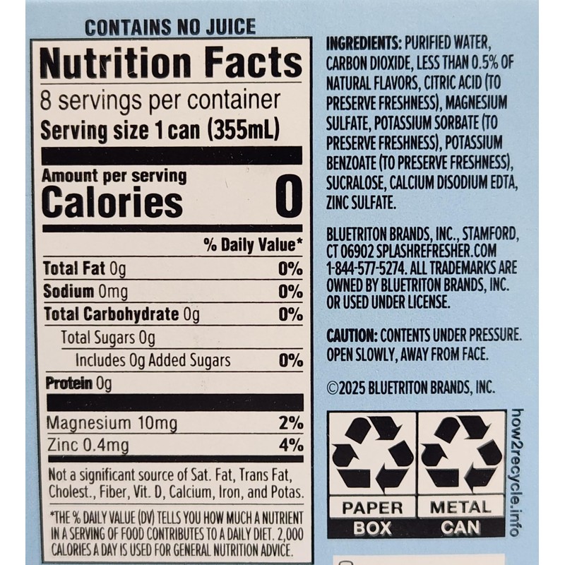 12 Pack Variety of Zero Calories, Sugar - Sparkling Splash