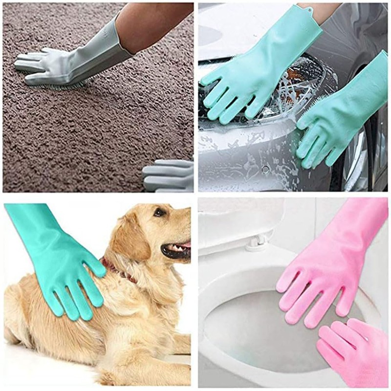 LHOME Magic Silicone Dishwashing Scrubber, 2 in 1 Reusable Rubber