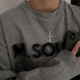 ROMANTICWORK Cross Necklace for Men 925 Sterling Silver Christian Fish Pendant Religious Jewelry for Father Husband Birthday Christmas, Sterling Silver, No Gemstone