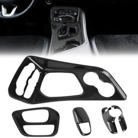 TENGBASE for Dodge Challenger Compatible Shift Panel Shift Lever Panel Transmission Shift Lever Panel Cover Plate Trim Interior Carbon Fiber, Compatible with 2015-2025+