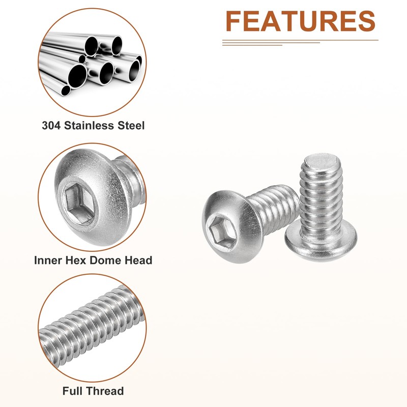 DTGN 1/4-20x1/2" Button Head Socket Cap Screws - 25Pack -