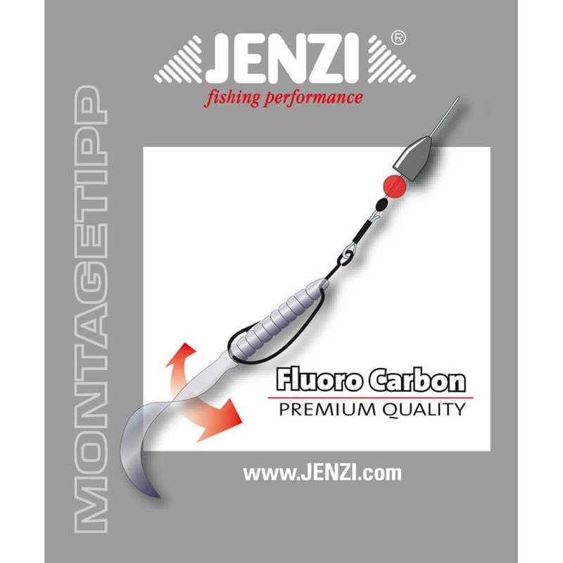 Jenzi Fluorocarbon Texas Rig with Offset Hooks and Weight #1/0
