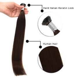 Flat Tip Extensions Real Hair Keratin Bondings 35 cm Remy Real Hair Extensions Bondings (50 g #4 Medium Brown)