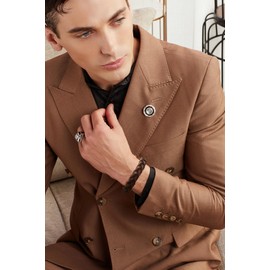 murtoo Mens Braided Leather Bracelet with Black Chain, Shackles of Freedom Bracelets for Men with Magnetic Clasp, Stylish Gift for Men (Brown, 8.5 inch)