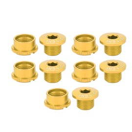 Keenso Bicycle Crank Bolt, 5 Pairs Road Bike Aluminium Alloy Crank Bolts & Nuts 8 x 4 mm Sprocket Crank Arm Screws for Single Tooth Plate (Gold)