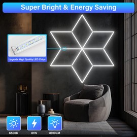 LED Hexagon Garage Lights- Aluminum Hexagon LED Lights,6500K 8910LM 81W Honeycomb LED Lights, Hexagon Shop Lights for Garage Workshop Basement Gym Warehouse