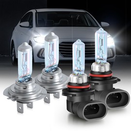 IVBDQV Upgraded Halogen Headlight Bulbs 2017-2018 for Hyundai elantra Headlight Bulbs H7 High Beam and 9005 Low Beam, Performance 5500K White 300% Brightness 4PCS