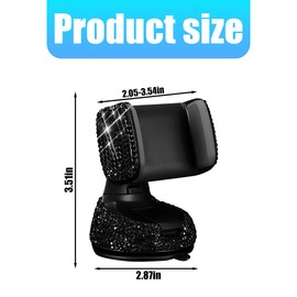 TSUGAMI Bling Car Phone Holder, 360 Degrees Adjustable Shiny Rhinestone Vehicles Phone Mount for Windshield ＆ Dashboard, Automotive Interior Decoration Accessories, Universal Fit (Black)