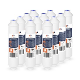 Aquaboon Inline Water Filter for Refrigerator 12-Pack of Inline Post/Carbon Polishing Water Filter Catridge for Reverse Osmosis System Standard Size (Jaco fitting)