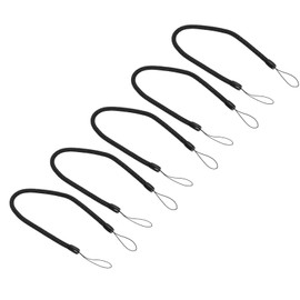 PATIKIL 5pcs Retractable Spring Coil Strap 270mm Plastic Spiral Elastic Keychain Stylus Lanyard Cord Black for Writing Pen