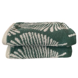 Sue Rossi 100% Turkish Cotton Hand Guest Towels, Pack Of 2, Very Soft & Absorbent, Quick Dry 500gsm Thick, Bathroom Or Kitchen Utility Towel Set. (Green Leaf)