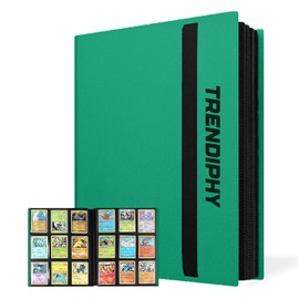 Trendiphy 540 Pockets Trading Card Binder, 9 Pocket, 30 Pages Premium Double Side Pocket for Hockey Cards, Baseball, MTG, Yugioh, Business Cards Album with Secure Elastic Strap (Green)