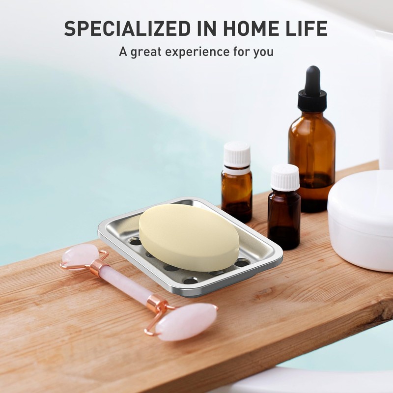 Stainless Steel Soap Dish, Large Double-Layer Draining Soap Holder, Metal