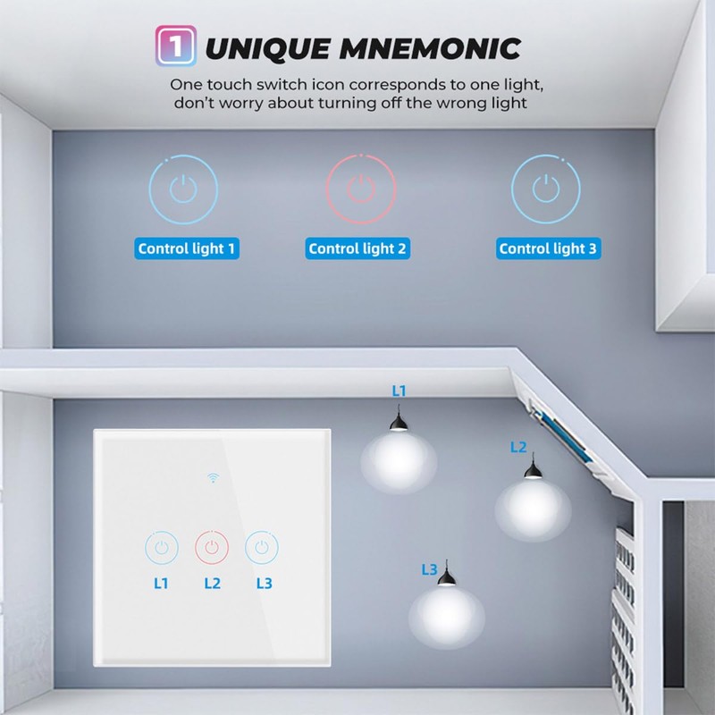 Acmerota WiFi Smart Touch Switch Light Switch 2 Gang White,