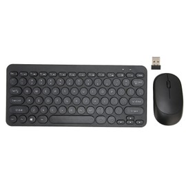 2.4G Wireless Keyboard Mouse Combo 78 Key Retro Round Keycap Mute Buttons Ergonomics Mouse and Keyboard for Business Office Black