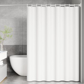 ANAZOZ 47In Width Shower Curtain,Shower Curtains White Solid Color Shower Curtain Liner Polyester 47" x 78" Bath Curtain with Grommets and Hooks