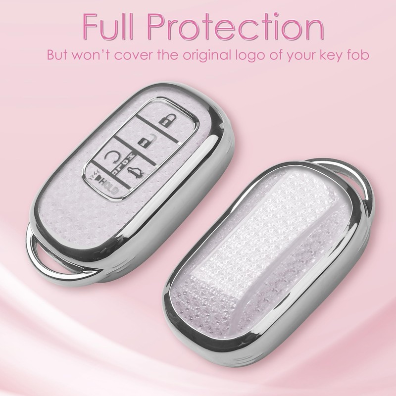 Meruns For Honda key fob cover with Diamond Bling Keychain,