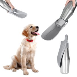 Water Bottle for Dogs, 750 ml Stainless Steel Water Bottle Dogs for Travel, Portable Water Bottle for Pets, Water Dispenser, Travel Accessories for Travel, Hiking and Camping