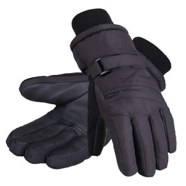 Andorra Kids Ski Gloves Waterproof Boys Snow Gloves,Black w/Zipper,L(10-12 Years)