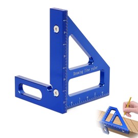 Angle Measurement Tool, Adjustable Set Square 3D Multi Angle Measuring Ruler and Equipment Aluminum Alloy 45° & 90° Degree Inch Triangle Ruler High Precision Woodworking Scribing Tools