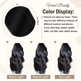 Vivien Micro Ring Extensions Real Hair Black 16 inches / 40 cm Extensions Real Hair Micro Ring Loop Extensions Black #1 50 g Remy Micro Bonding Extensions Real Hair 1g/s 50s