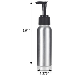JUVITUS 2.7 oz / 80 ml Aluminum Refillable Black Lotion Pump Bottle (6 Pack) + Labels
