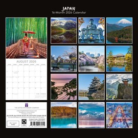 Gifted Stationery Co, Japan 2026 Wall Calendar, 12'' X 12'', 16-Month Calendar with Stapled Binding