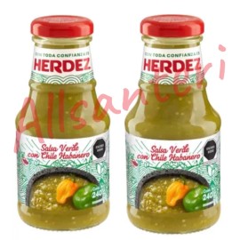 HERDEZ 2X HERDEZ SALSA VERDE CON CHILE HABANERO -2 GLASS JARS OF 445g EA PRIORITY SHIP