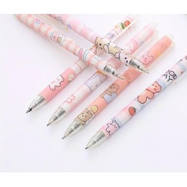 6pcs Cartoon Bear Kawaii Gel Pens 0.5mm Retractable Smooth Writing Pen For School Students Journal And Office Supplies