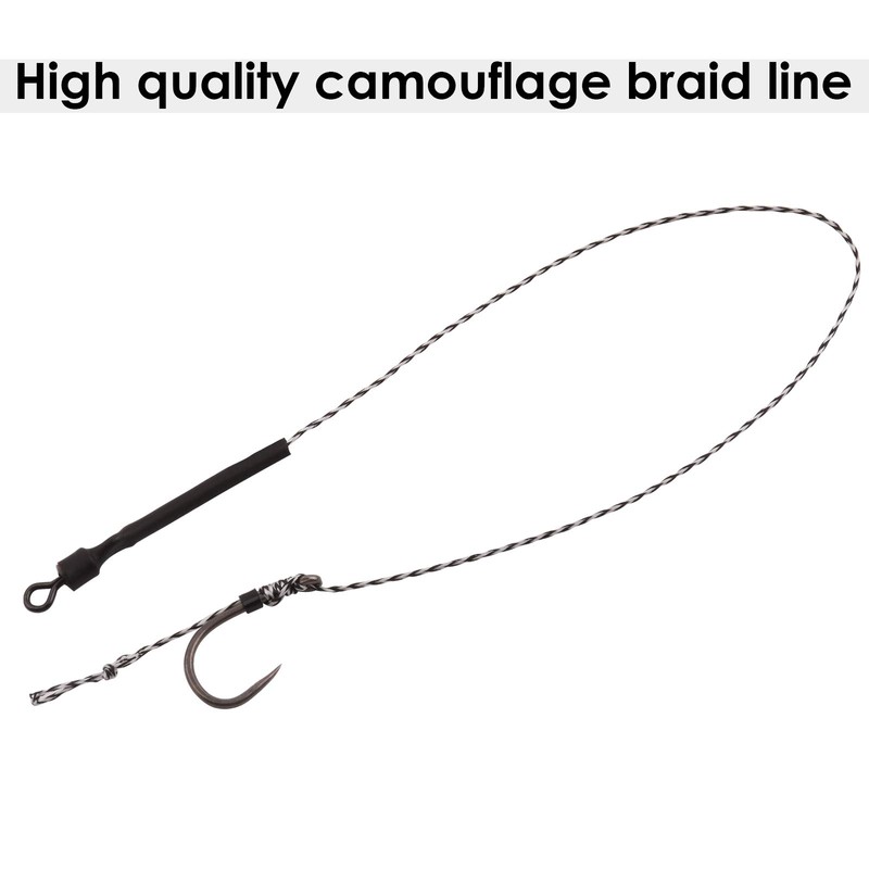 Luroad Carp Fishing Hair Rigs, 20 Pcs Curved Barbless Carp