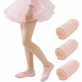 MOSIERRY Pink Ballet Tights Girls 80 Denier Footed Toddler Ballet Dance Tights 2-5 Years, 3 Pack