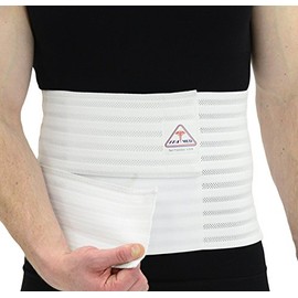 ITA-MED Men's Breathable Elastic Abdominal Binder for Post-Surgery Recovery & Umbilical Hernia Support, 9” Wide, Body-Shaping Effect, Made in USA, White (Medium)