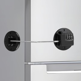 Fridge Lock, 4-Digit Password Refrigerator Lock No Drilling Child Safety Cabinet Locks Protect Children and Prevent Theft for Adults Suitable Freezer Door File Drawer Cabinet Cupboard Windows