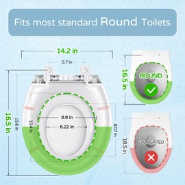 YASFEL Toddler Toilet Seat Built in, Potty Training Toilet Seat for Toddlers, Kids & Adults White Plastic Toilet Seats Standard Round Slow Close with Magnets(White, 16.5”)